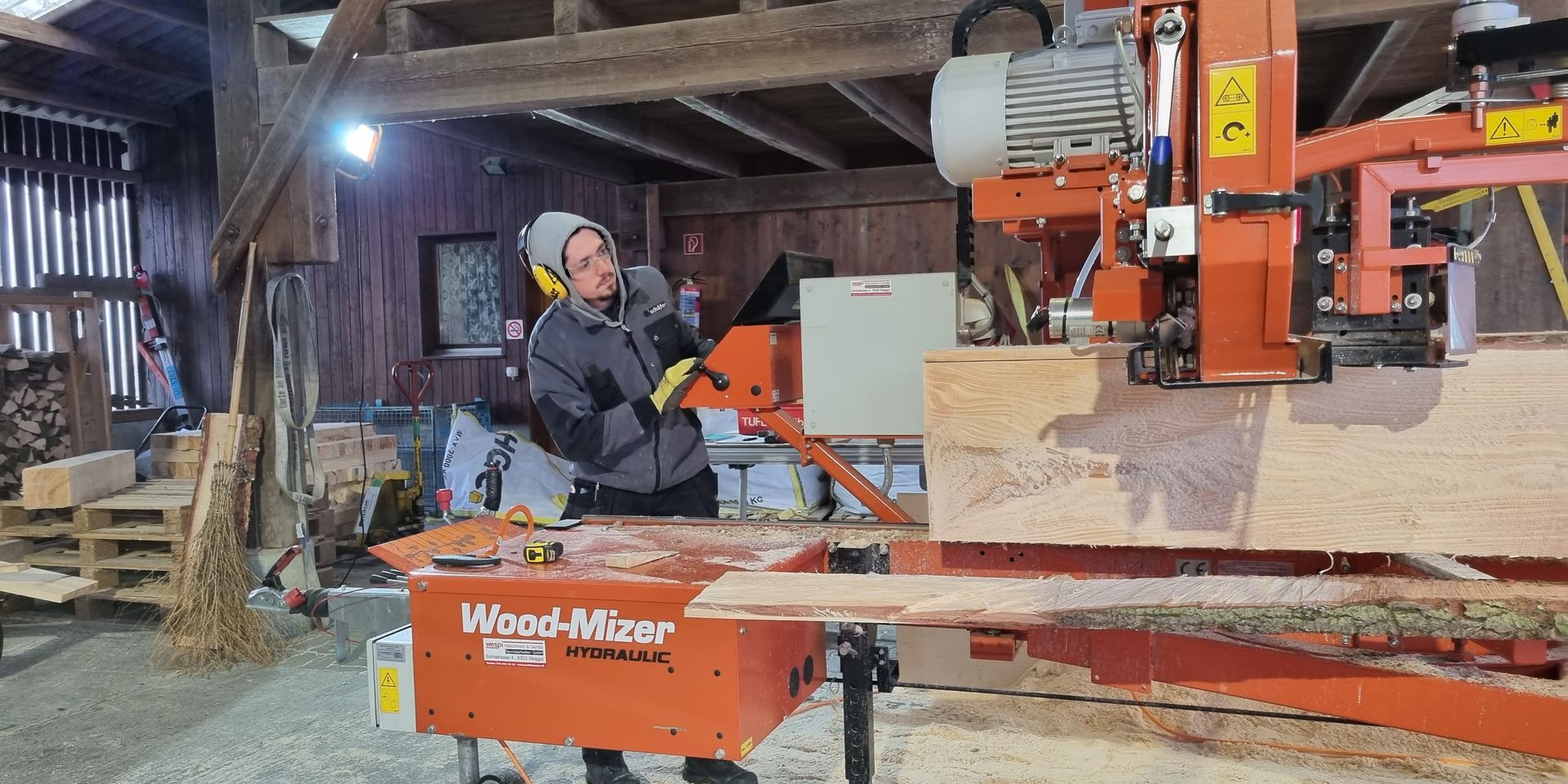 Einsatz der mobilen Säge.